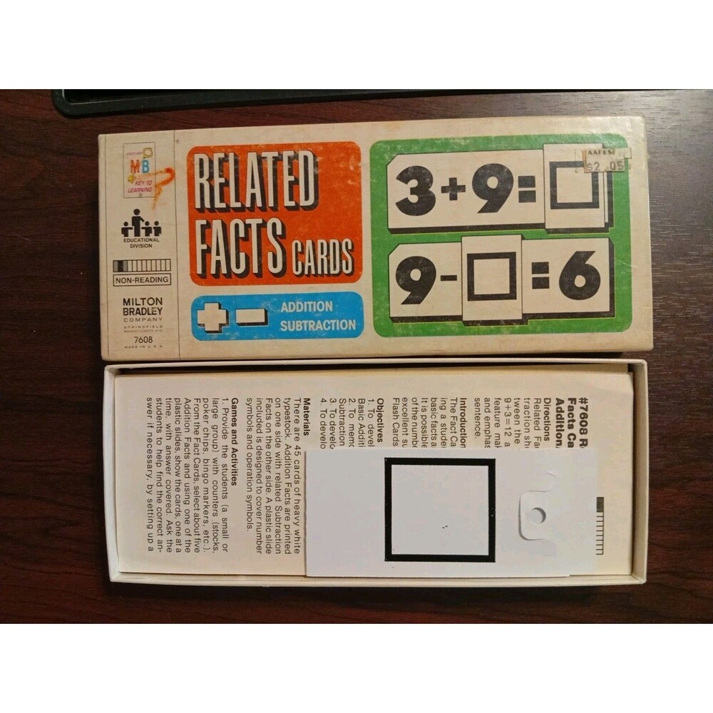 Vintage 1978 Milton Bradley Related Facts Cards Addition/Subtraction Complete